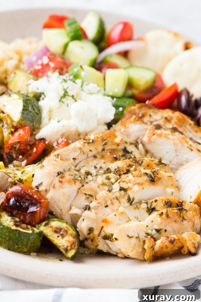 Grilled Greek Chicken Souvlaki power bowls