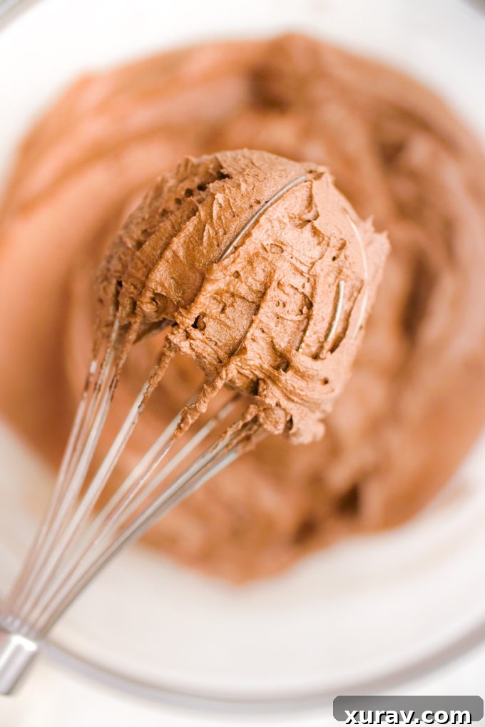 Chocolate buttercream frosting in a bowl
