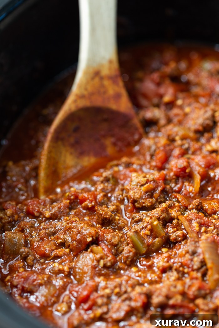 A beanless keto chili, showcasing rich, thick texture