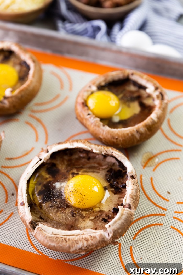 Eggs in a portobellow mushroom