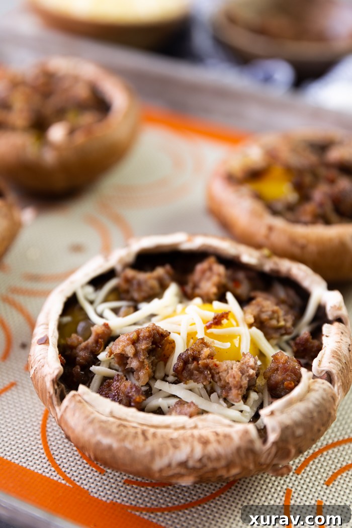 Stuffing a portobello mushroom with breakfast items