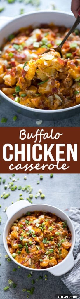 Easy to make buffalo chicken casserole Pinterest image