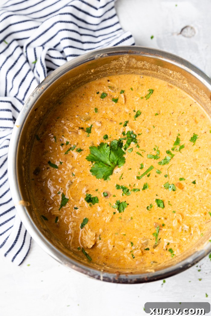 An instant pot with white chicken chili