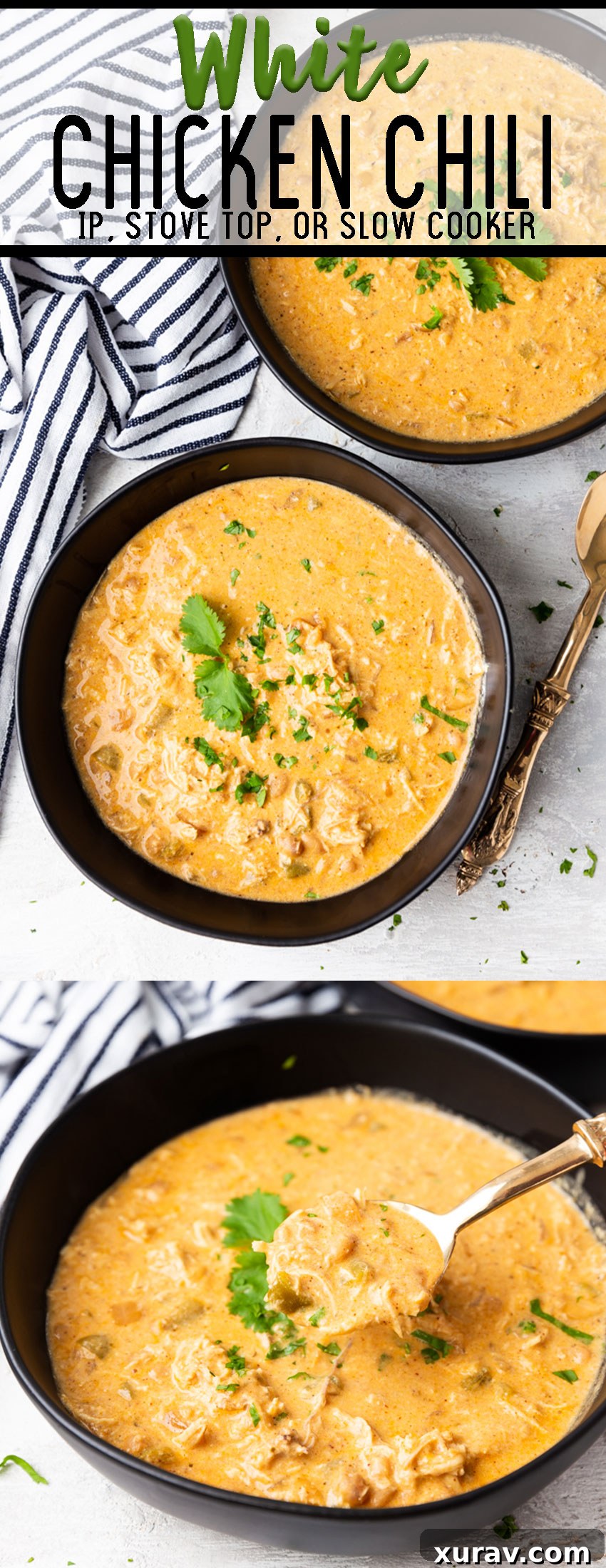 White chicken chili cooked in the instant pot