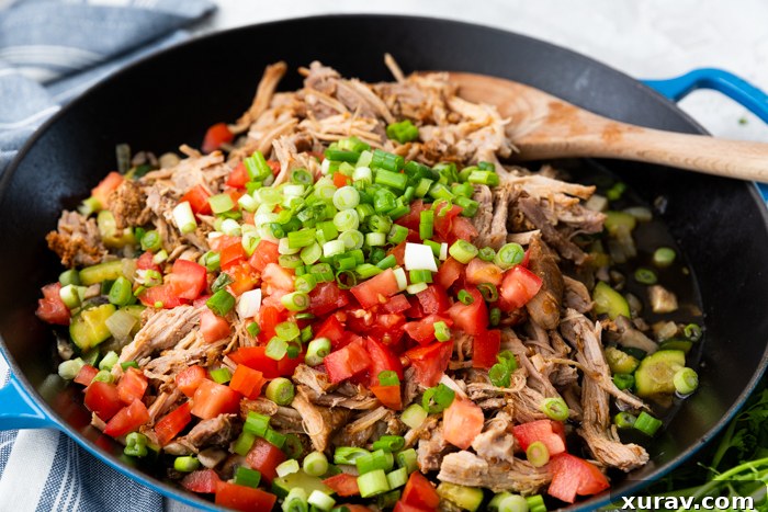 Pork stuffed peppers filling in a skillet