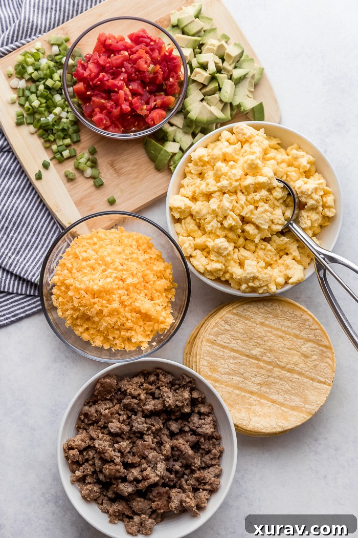 All the ingredients you need for breakfast taquitos