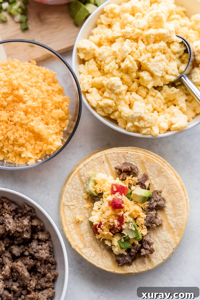 Assembling a breakfast taquito