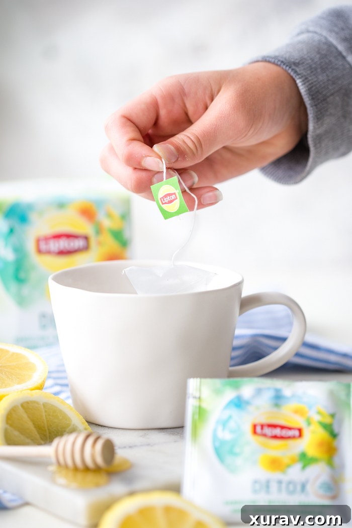 Place your tea bag into your white mug