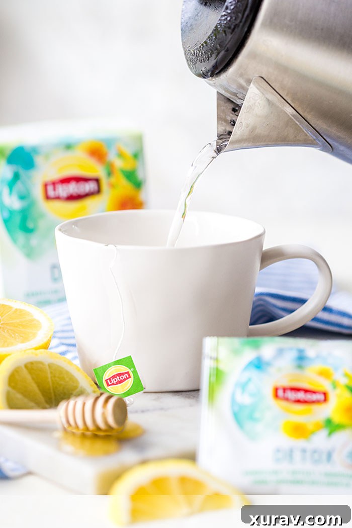 Pour your water over your tea bag