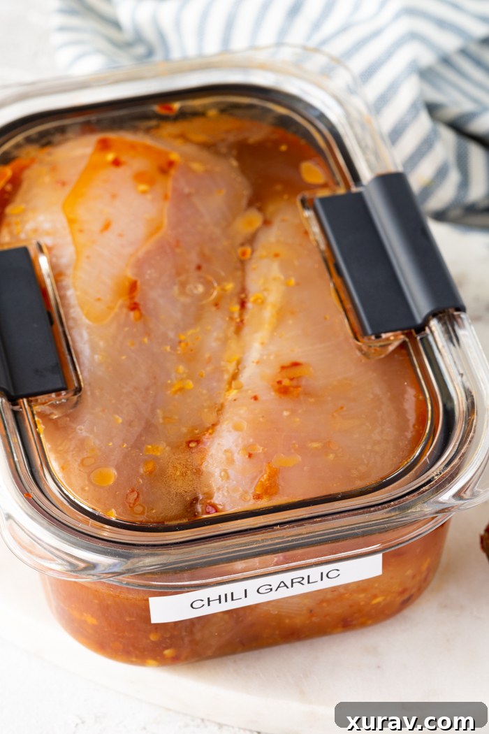 Chili Garlic Marinated chicken pieces on a plate.