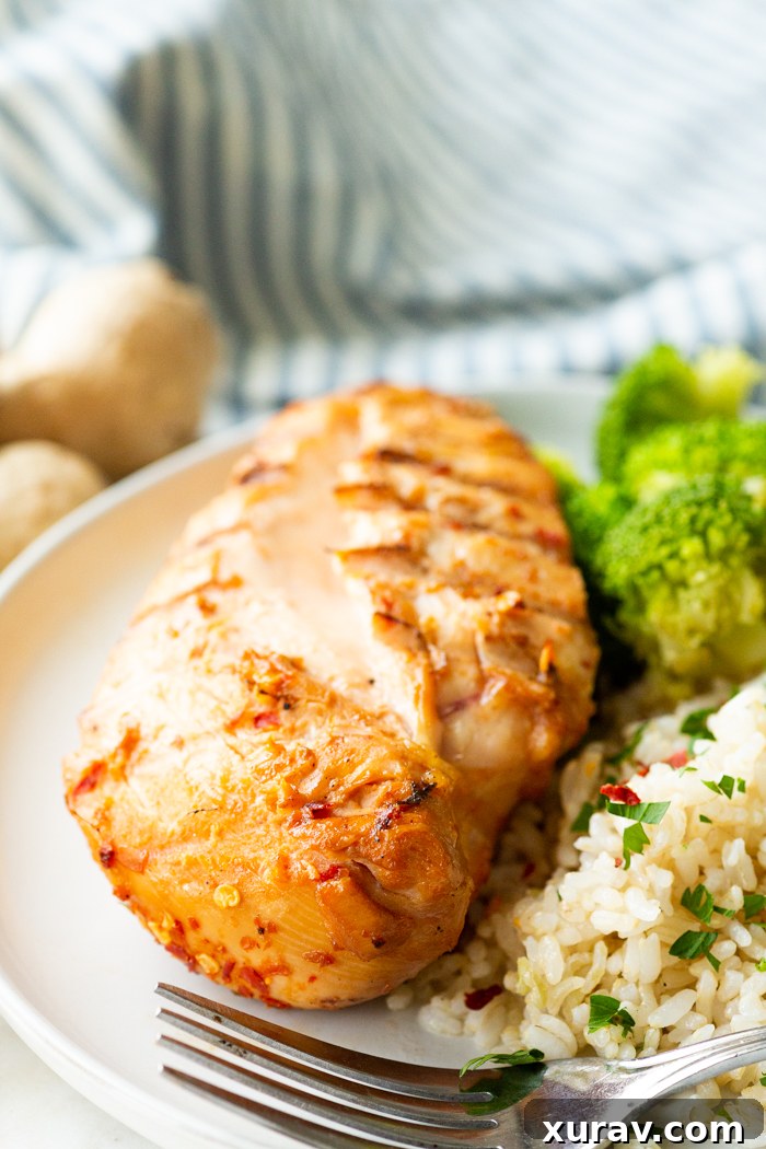 Close-up of Chili Garlic Marinated chicken, ready for cooking.