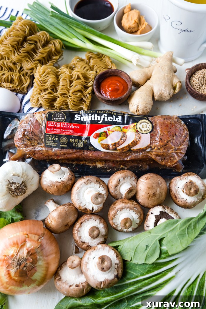 Sliced Smithfield Marinated Pork Tenderloin ready for ramen