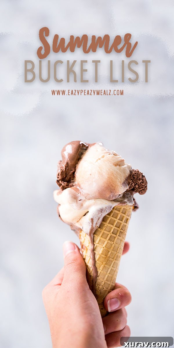 Family enjoying ice cream and summer activities