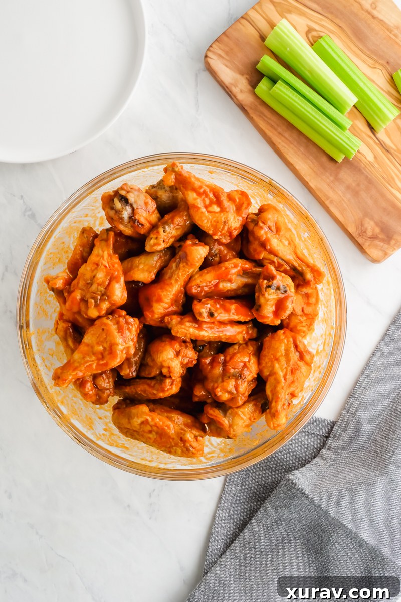 Buffalo wings in a bowl