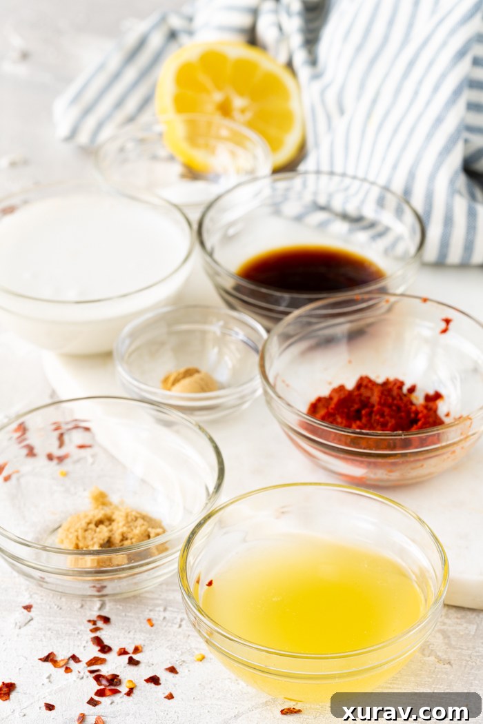 Thai Red Curry Marinade ingredients spread out