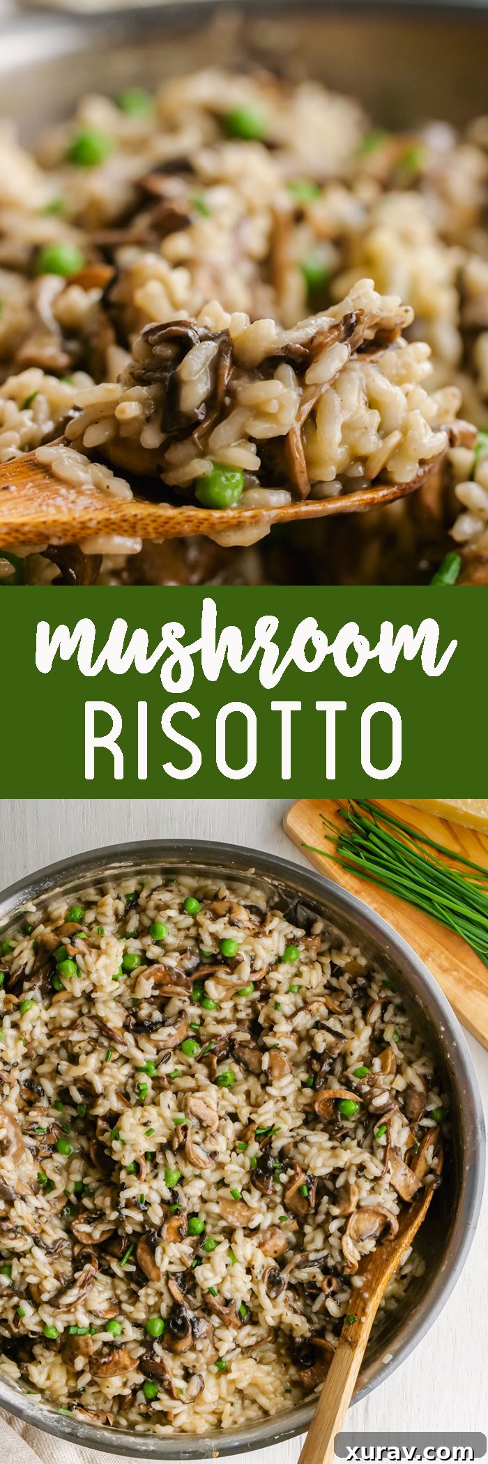 Pinterest graphic for Creamy Mushroom Risotto recipe