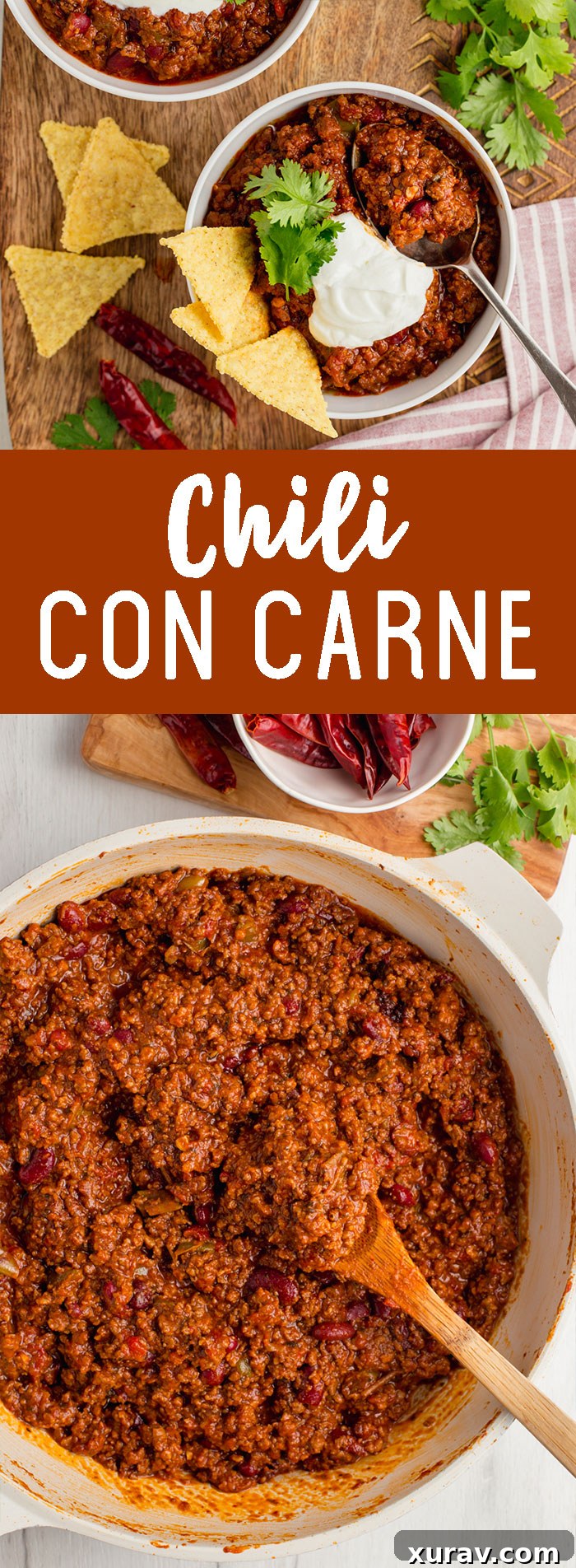 A Pinterest-ready image for Chili Con Carne, showcasing the delicious meal and encouraging users to save it.