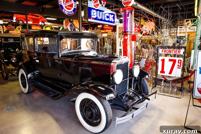 Vintage cars and memorabilia inside the Frontier Relics & Auto Museum