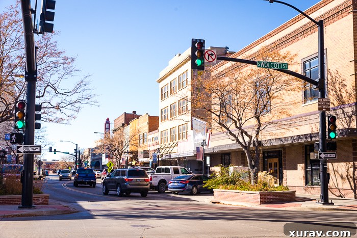 A vibrant street scene in downtown Casper, Wyoming