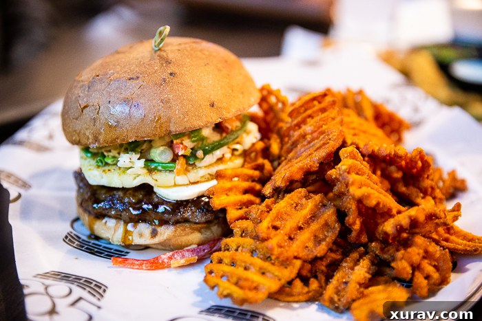 Gourmet burger and sweet potato fries from Branding Iron in Casper