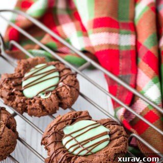 Delicious chocolate mint thumbprint cookies on a platter