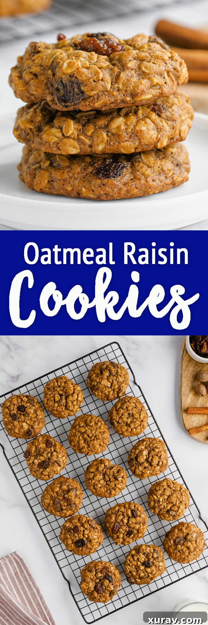 Pinterest graphic for oatmeal raisin cookies recipe