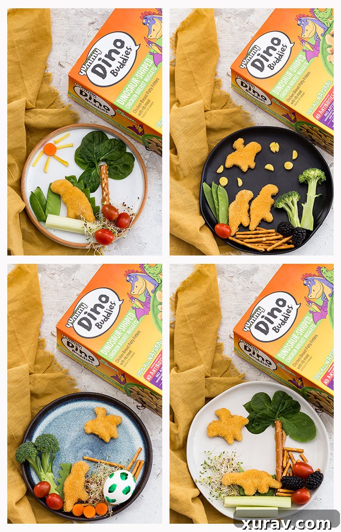 A child enjoying a bento box with Yummy Dino Buddies and fresh ingredients.