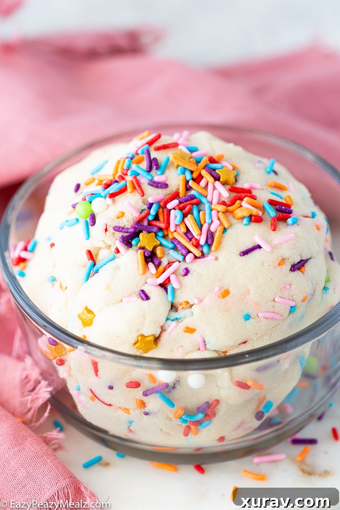 Two bowls of Edible Sugar Cookie Dough with sprinkles