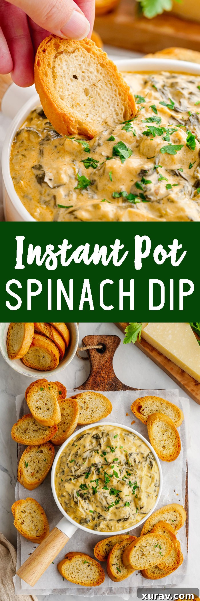 Instant Pot Spinach Dip on a plate with chips
