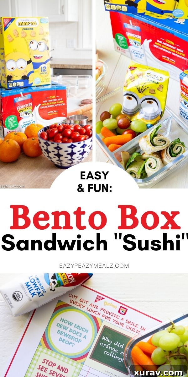 A pin image for bento box sandwich sushi lunch ideas