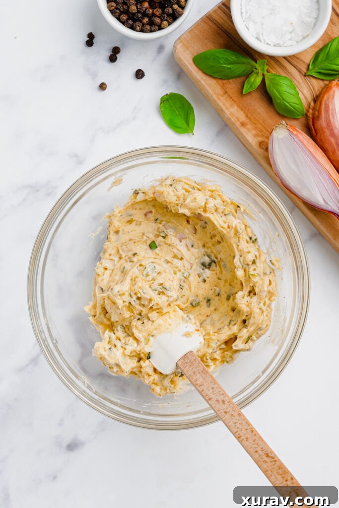 Herbed butter in a bowl, ready to be used