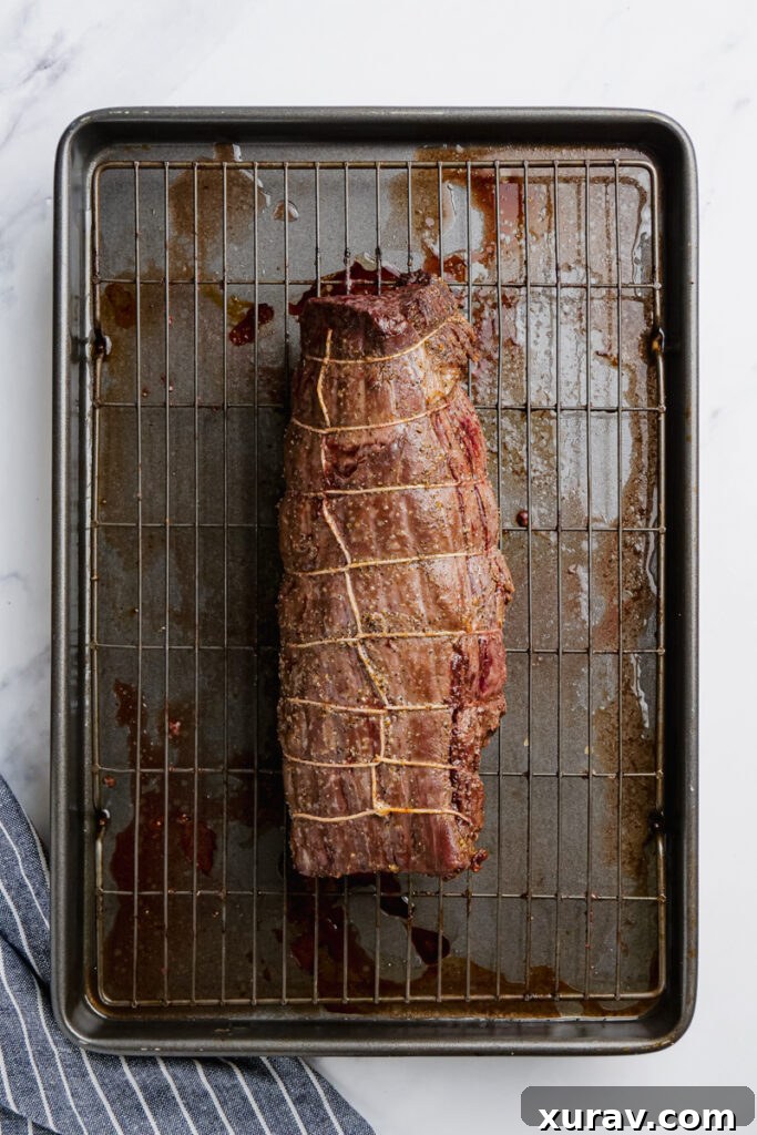 Roast beef tenderloin, beautifully seared to a golden brown