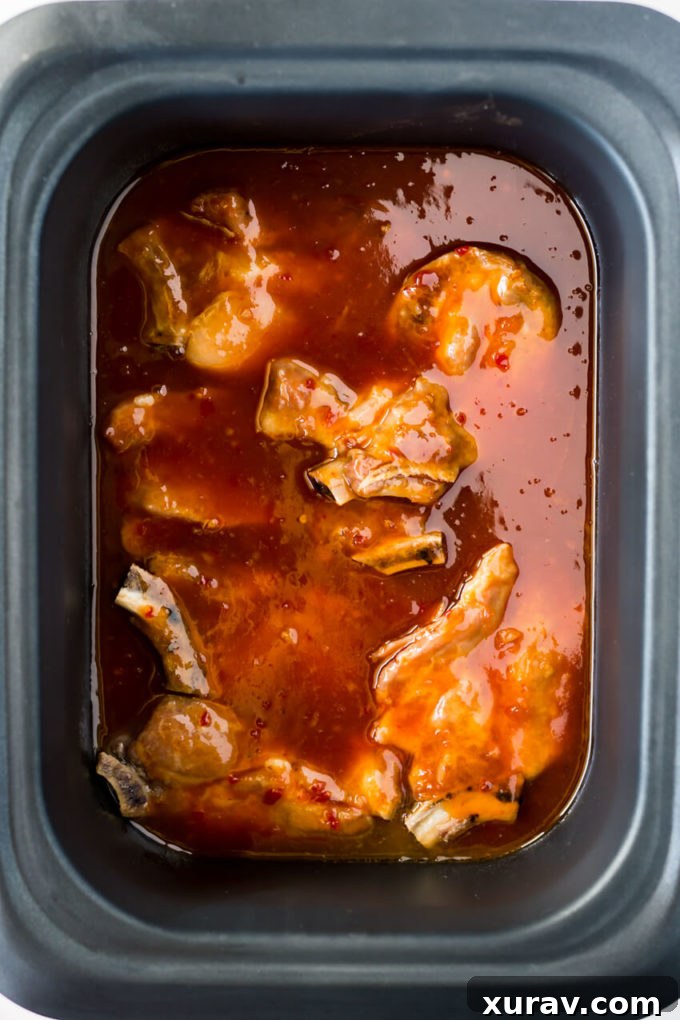 Plated BBQ Country Style Pork Ribs with sauce