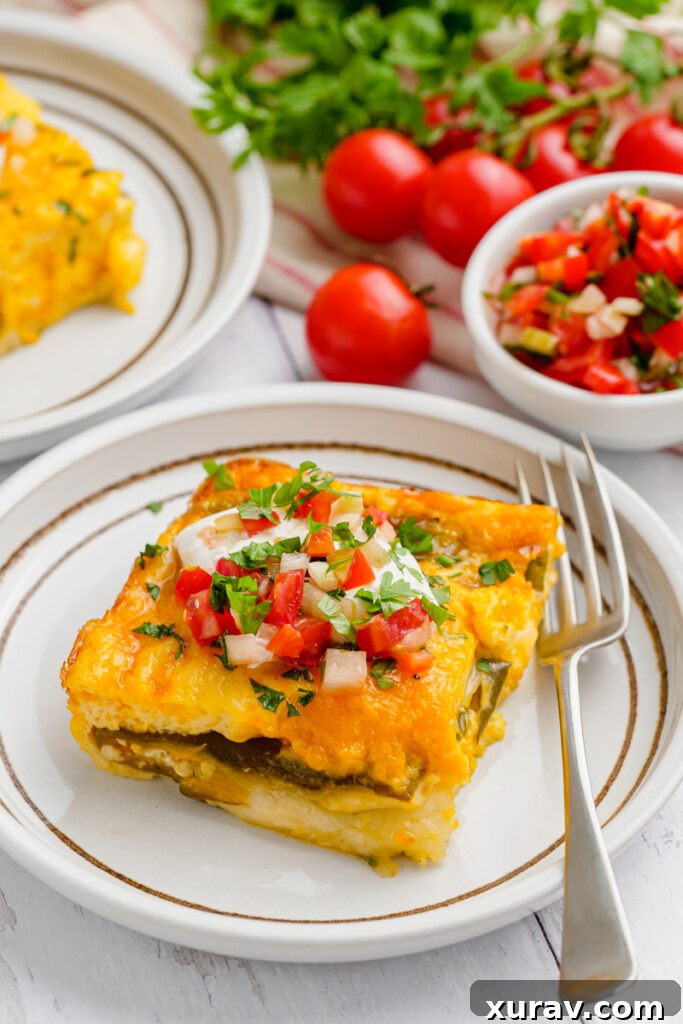 A dish of baked chiles rellenos ready to be served or stored