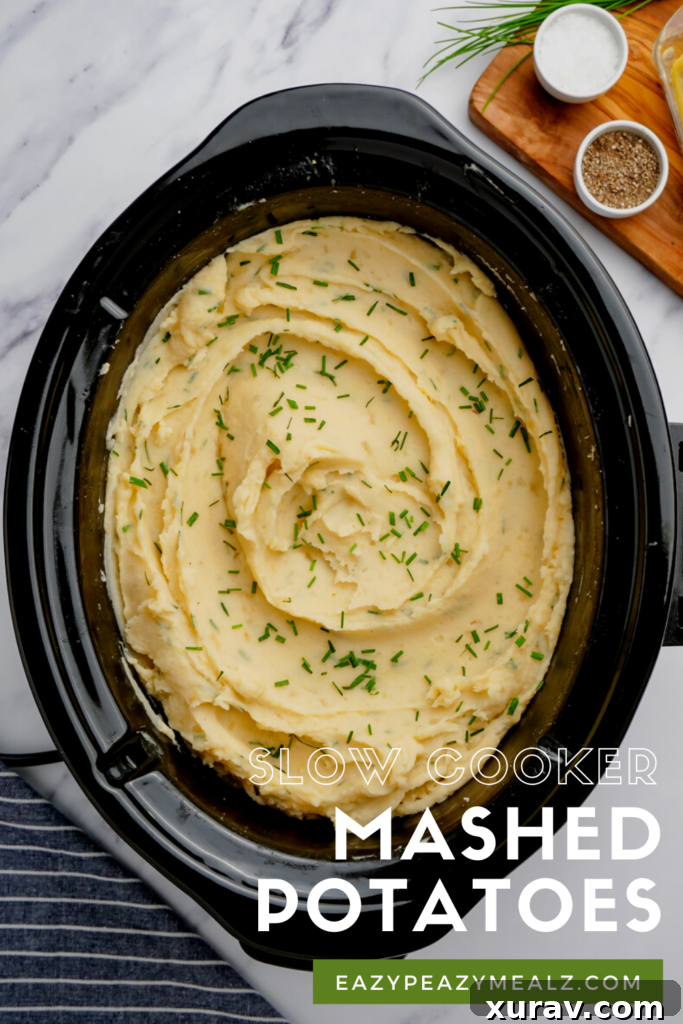 Slow Cooker mashed potatoes, the easiest ways to make mashed potatoes for a crowd, while keeping your oven and stove top available. 