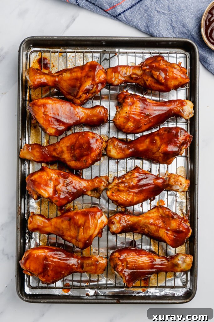 Slow Cooker BBQ Drumsticks on oven rack