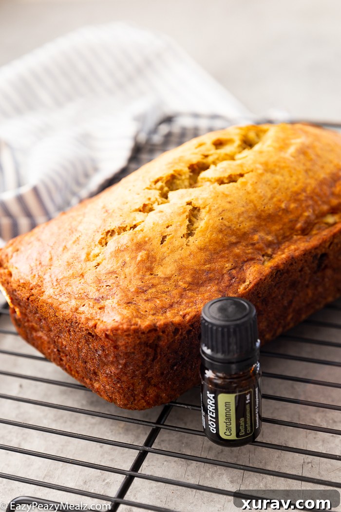 Letting banana bread cool on a cooling rack