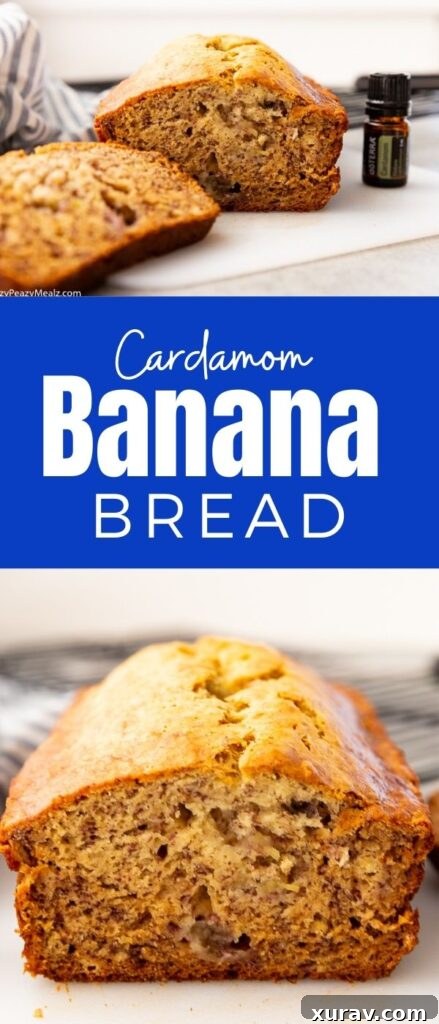 cardamom banana bread, a moist and tender banana brad nicely spiced with cardamom oil