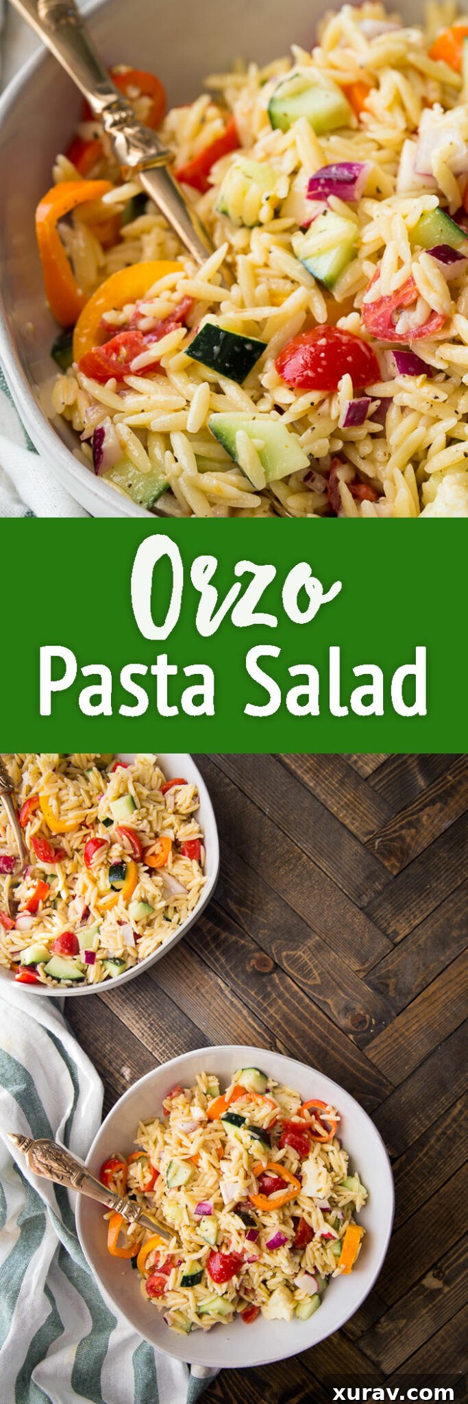 Pinterest-friendly image of Orzo Pasta Salad, ready for sharing on social media.