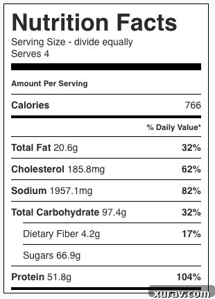 Detailed nutrition facts for Asian Lemon Chicken, providing a comprehensive breakdown of calories, carbohydrates, protein, fat, and other essential nutrients per serving.