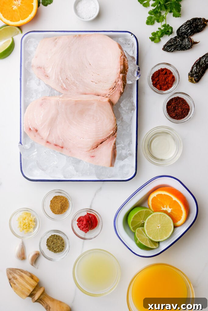 Ingredients and recipe for grilled fish tacos