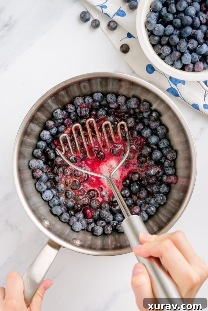 Making the filling for Bluberry pie