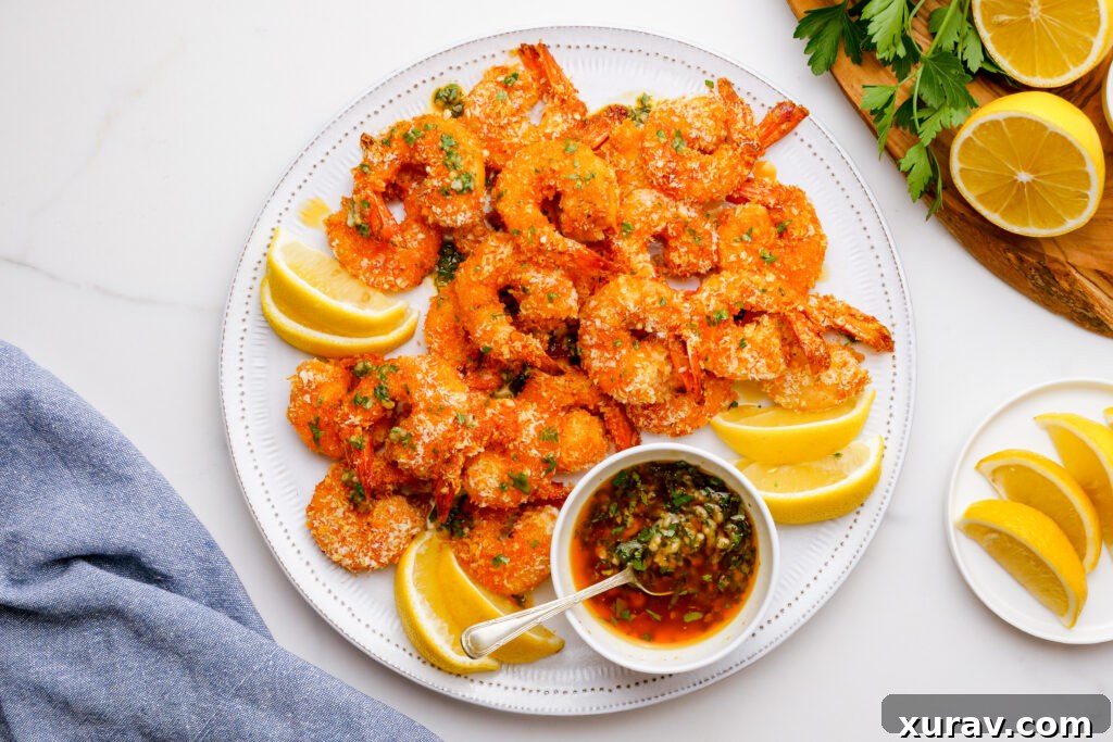 Baked breaded shrimp, a deliciously flavorful shrimp with the BEST dipping sauce. 