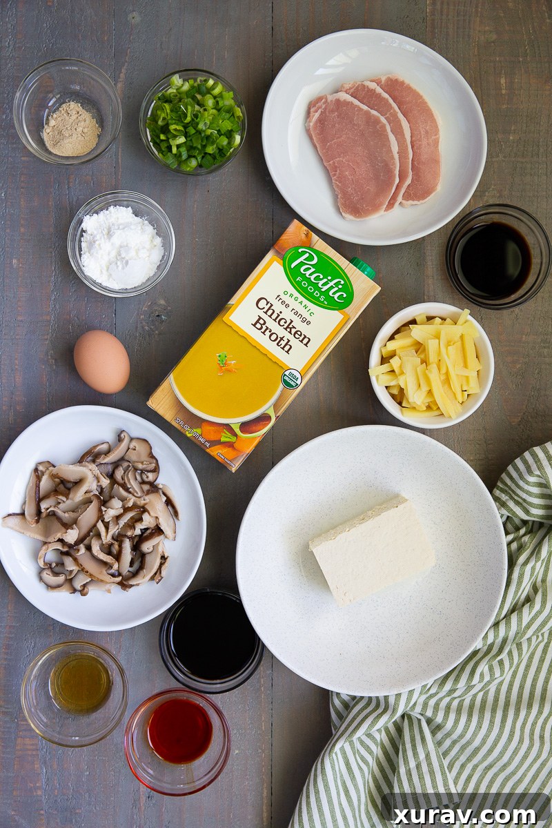 Ingredients for hot and sour soup