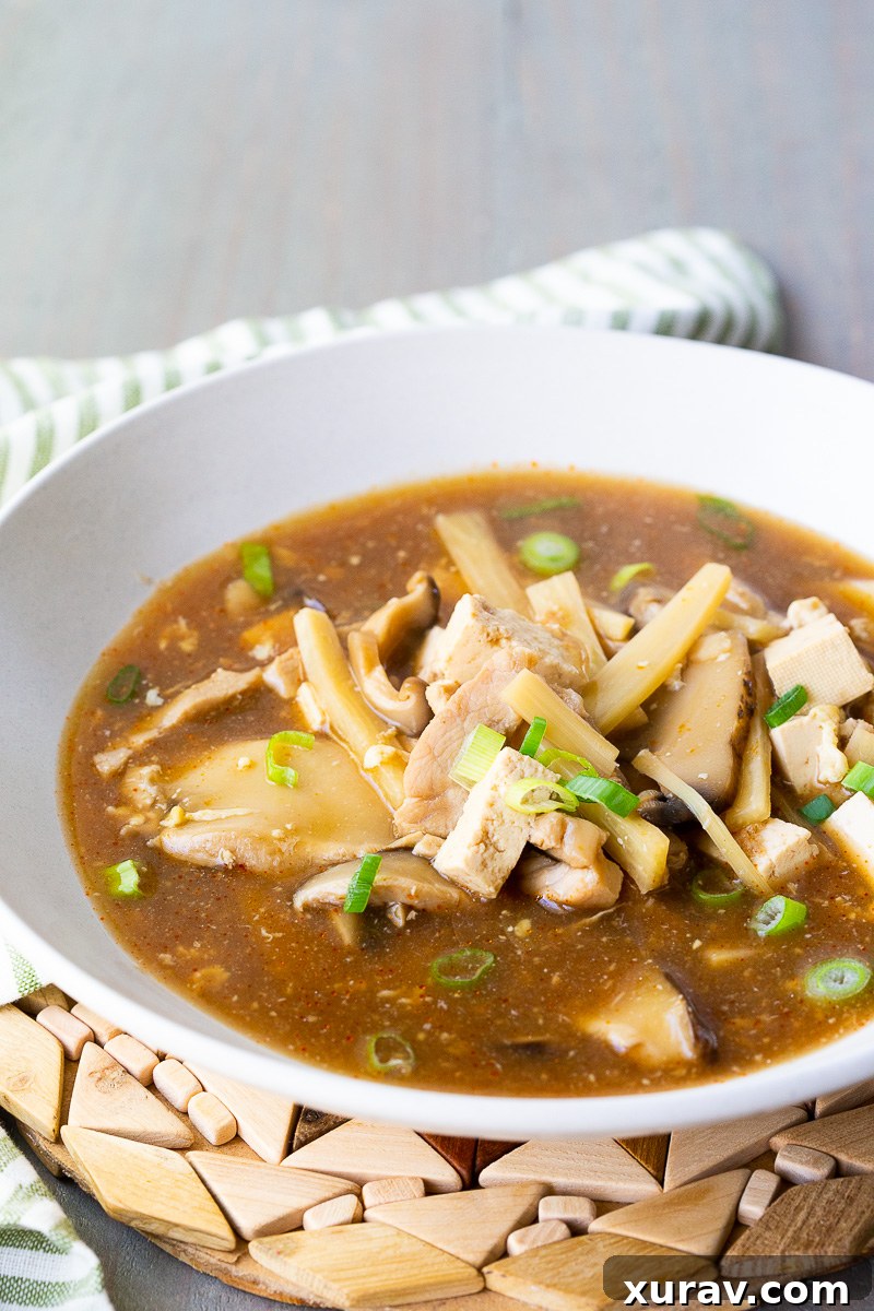 A bowl of silky hot and sour soup, a classic recipe
