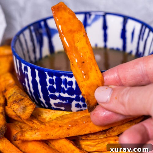 amazingly crisp sweet potato fries with caramel dipping sauce