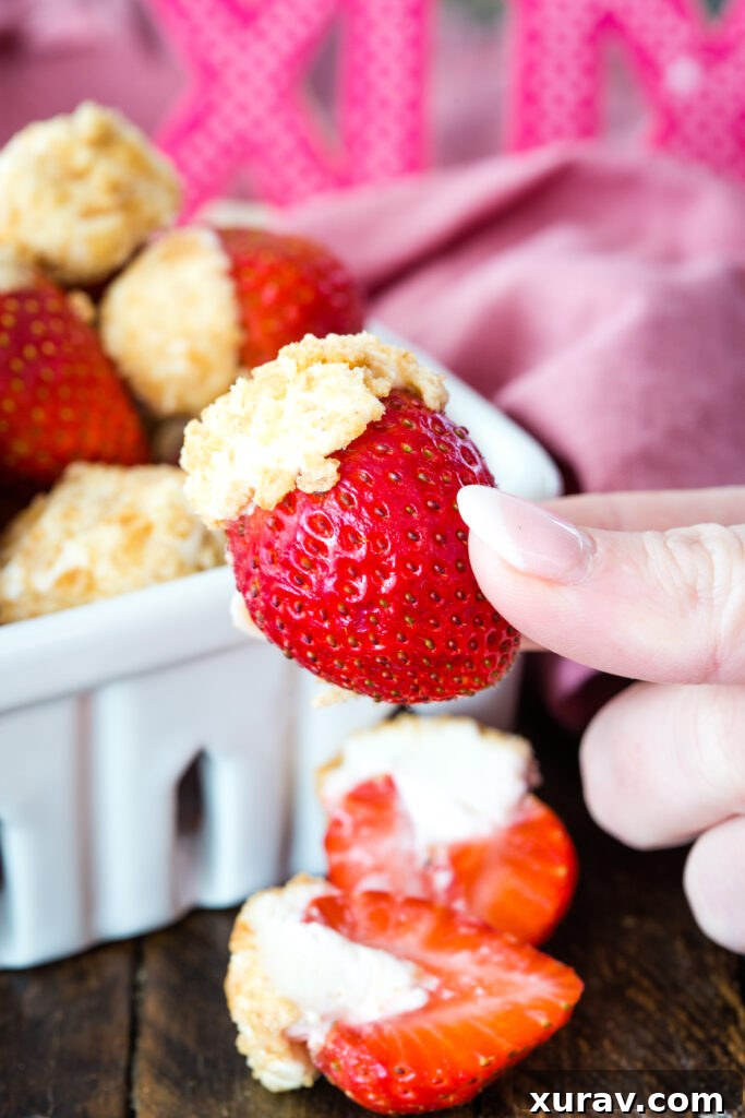Cheesecake Stuffed Strawberries, a delightful treat for the holidays or anytime. 