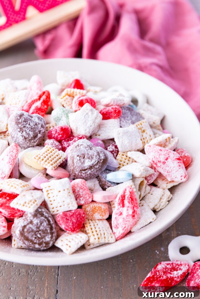 the BEST Valentine Snack Mix, made with Chex cereal and featuring sweet and salty, crunchy and chewy. It has it all and is SO EASY to make!