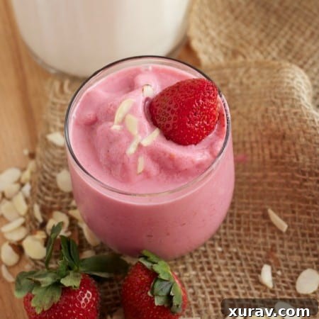 Delicious Homemade Almond Milk Healthy Strawberry Milkshake