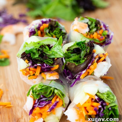 Easy to make spring rolls with shrimp and fresh vegetables.
